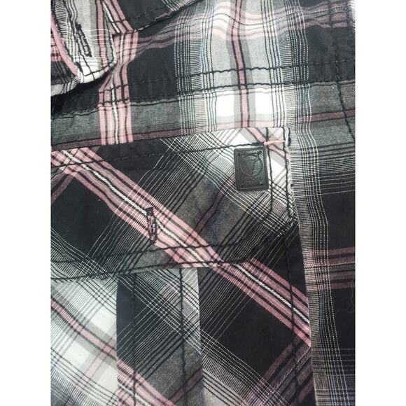 Jeans by Buffalo Mustafa Black Plaid Shirt size 2XL Y2K Grunge Gorpcore - Picture 6 of 12